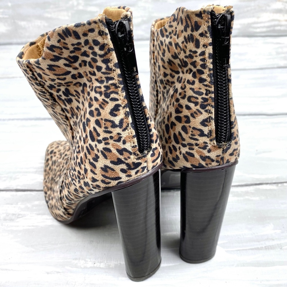Qupid Pointed Toe Leopard Print Heeled Booties Ch… - image 8